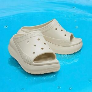 🆕💞CROCS Crush Platform Slides Wedge Sandals • Color: BONE • UNISEX M4 / W6 • NWT